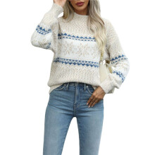 Women'S Casual Leopard Print Knitted Pullover Sweaters Long Sleeve Crew Neck Jumper Tops Apricot L