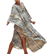 Women Animal Print Kaftan Dresses Size Swimsuit Coverup 2025 Summer Bathing Suit Beach Dress Snake Print One Size
