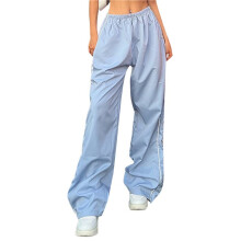 Womens Parachute Pants Wide Leg Baggy Pants Y2K Elastic Waist Jogger Sweatpants Track Pants Streetwear Light XL