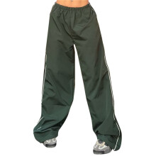 Womens Parachute Pants Wide Leg Baggy Pants Y2K Elastic Waist Jogger Sweatpants Track Pants Streetwear Army Green M