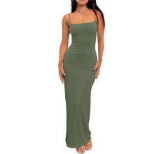 Womens Summer Casual Slip Dresses Spaghetti Strap Bodycon Maxi Dress Green L