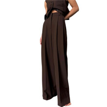 Women'S Work Pants Wide Leg Dress Pants High Waisted Casual Business Office Pants Slacks Coffee Color M