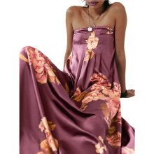 Women'S Floral Maxi Dress Sleeveless Backless A- Long Flowing Dress Hollow Back Spaghetti Strap Sundress Brown M