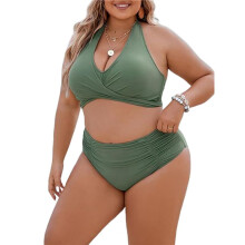 Womens High- Waisted- Bikini- Sets Tummy Control Swimsuit 2 Piece Bathing Suit Swimwear 2025 Swim Suit Army Green L