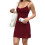 Women'S Basic Adjustable Spaghetti Strap Slip  Dress Wine Red S 1