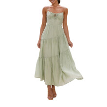 Summer Spring for Women Corset Spaghetti Strap Flowy Maxi Dress Vacation Beach Wedding Guest Outfits Light Green M