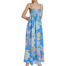 Women'S Floral Maxi Dress Sleeveless Backless A- Long Flowing Dress Hollow Back Spaghetti Strap Sundress Sky S