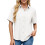 Womens Button Down Shirt Casual Short Sleeve Collared Work Blouse with Pocket White L 1