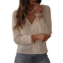 Womens Casual Boho Floral Print V Neck Long Sleeve Blouses Button Down Shirts Dressy Loose Ruffle Tops Apricot XXL