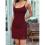 Women'S Basic Adjustable Spaghetti Strap Slip  Dress Wine Red S 2