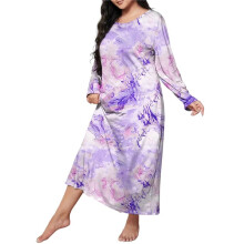 Women'S Sleepwear Long Sleeves Nightgown Print Tee Sleep Dress Marble XXL