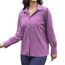 Womens Long Sleeve Dressy Casual Button Down Collared Tops Elegant Pleated Front Work Blouse L