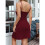Women'S Basic Adjustable Spaghetti Strap Slip  Dress Wine Red S 4