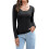 Women'S Solid Plain Scoop Neck Tight Slim Fit Basic Base T Shirt Black M 1