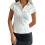 Women'S Ruched Button  Blouses Collar V Neck Short Sleeve Work Shirts White M 1