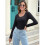 Women'S Solid Plain Scoop Neck Tight Slim Fit Basic Base T Shirt Black M 4