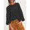 Womens Cable Knit Cropped Sweaters Oversized 3/4 Sleeve Crew Neck Fall Casual Pullover Tops Black M 3