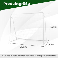 Weerbestendig voetbaldoel met net, 215 x 152 x 76 cm