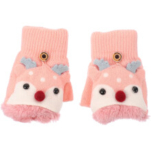 Guantes de medio dedo para niño y niña, resistentes al viento, adorables y cálidos, de hilo de lana.