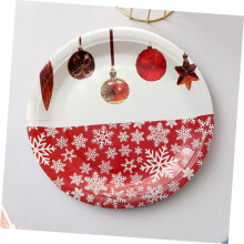 20 platos de papel navideños con diseño de copo de nieve, ideales para fiestas y como decoración navideña. Cubiertos de papel.