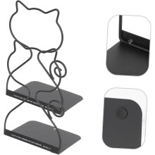 Sujetalibros de metal artesanal con diseño de gato negro pequeño, soportes para libros de lectura, archivadores de escritorio reforzados.
