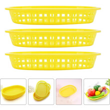 12 cestas para patatas fritas, cestas para frutas ovaladas, reutilizables, ligeras y lavables con diseño de rejilla calada.