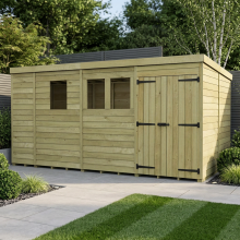 13 x 8 Pent Shed Tanalised (Double Door, With Windows)