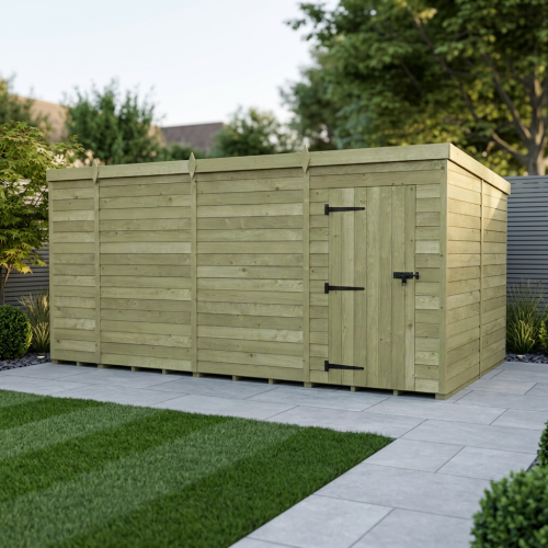 13 x 8 Pent Shed Tanalised (Single Door, No Windows)