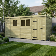 13 x 8 Pent Shed Tanalised (Single Door, With Windows)