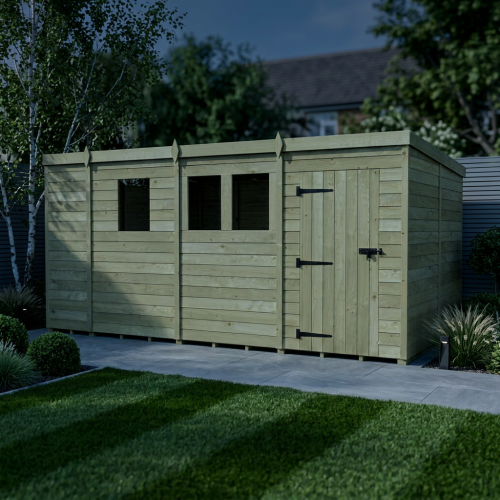 13 x 8 Pent Shed Tanalised (Single Door, With Windows) 2