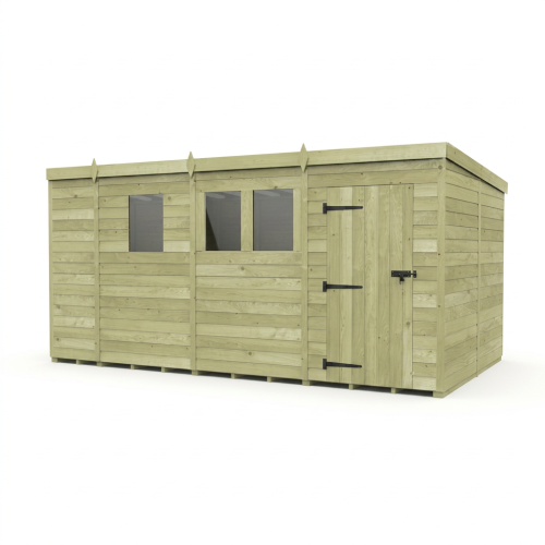 13 x 8 Pent Shed Tanalised (Single Door, With Windows) 1