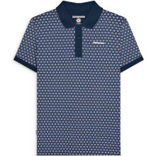 (M, Navy) Lambretta Mens Geo Roundel All Over Pattern Short Sleeve Cotton Polo Shirt Top