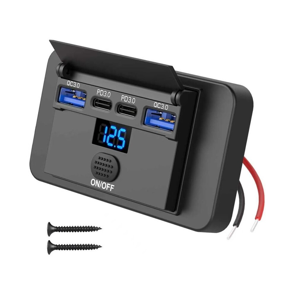 84W 4-Port 12V Usb Outlet Mount With Voltmeter, 36W Pd & Dual 18W Qc3.0 Charger Socket For Rv Truck Boat 6032047683414