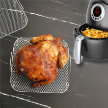 2PCS Stainless Steel Air Fryer Grill, Square Air Fryer Baking Rack, Kitchen Household Air Fryer Baking Net