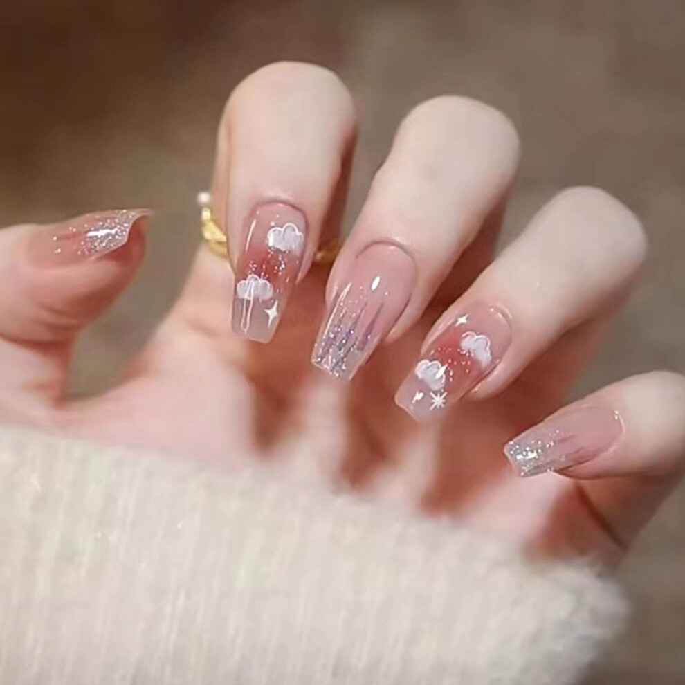 Dcph-Clothing French Press-On Nails For Women, Long Salon Fake Nails