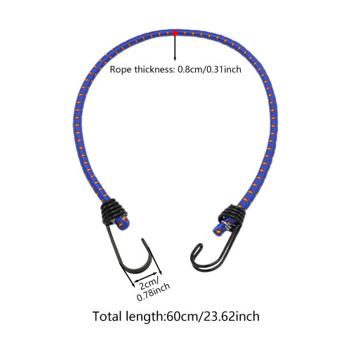 (Blue, 1pc) Stretch Bungee Cords with Hooks for Camping & Packing