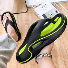 (2316 3 Black Green, 37 38) Men\'s Soft Flip-Flops for Indoor & Outdoor