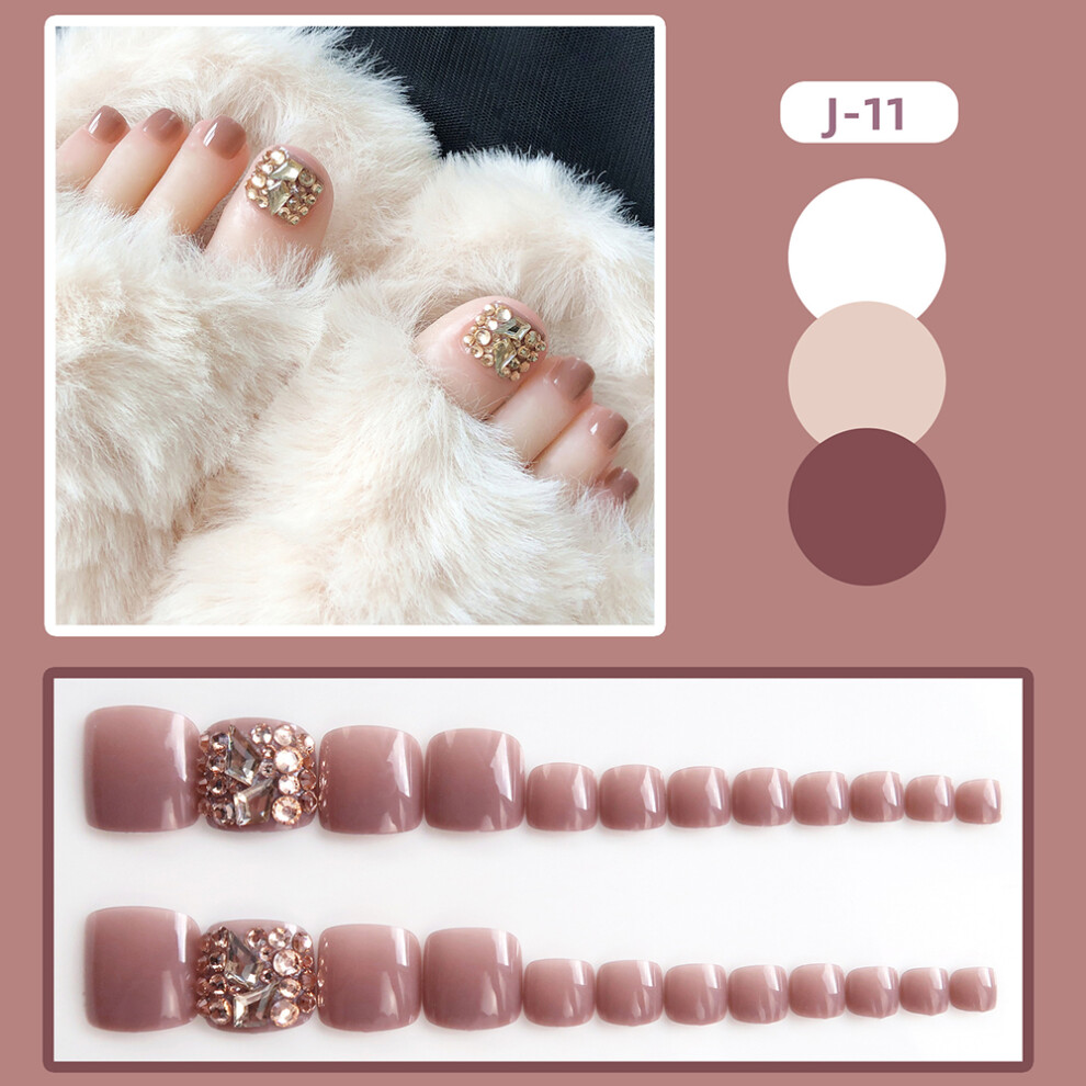 Dcph-Clothing (Jelly Glue Model) Glossy Press-On Nails With Gold Rhinestones