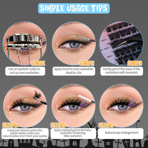 (Single Eyelash) Colored D Curl Lash Clusters 8-14MM for Cosplay