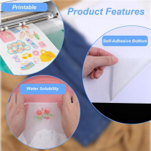 24 Sheets of Sticky Water Soluble Embroidery Stabilizer, Dissolvable Printing Paper Wash for Printed Embroidery