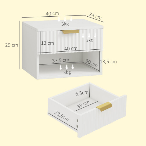 Homcom Mesitas de Noche Blanco 40 x 34 x 29 cm 2