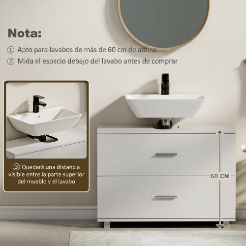 Homcom Mueble Bajo Lavabo Blanco 80 x 30 x 60 cm 1