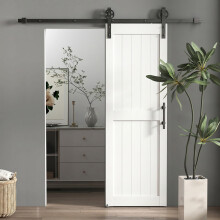 HOMCOM 152.4cm Sliding Barn Door Kit, Sliding Door with Track, White