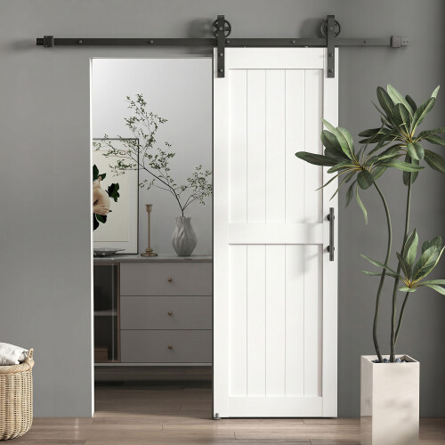 Homcom Puerta Corredera Blanco 71.5 x 3.5 x 213.4 cm 2