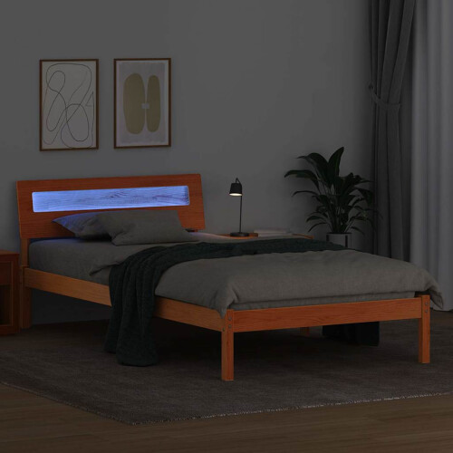 VidaXL vidaXL Bed Frame with Headboard Wax Brown 100 x 200 cm Solid Pine Wood 2