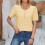 T-shirt ample à manches bouffantes et col rond boutonné-Blanc S 7