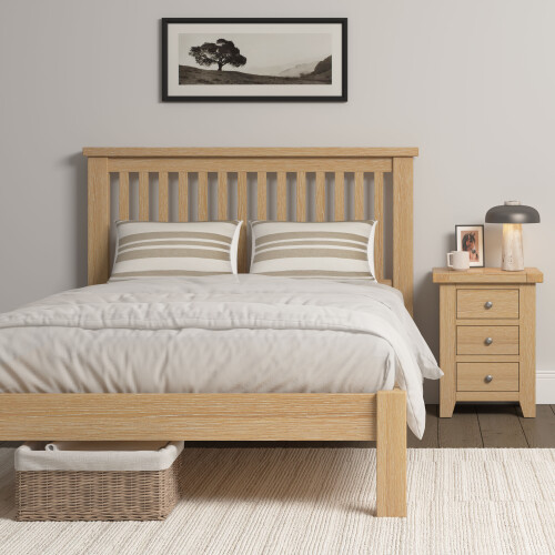 Seconique Windsor 4'6" Low End Bed - Natural Oak