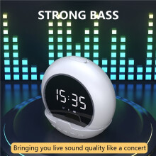 Digital Alarm Clock Portable Speaker Temperature Display Music Player Rechargeable for Home Outdoors Travel
