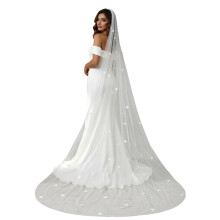 Bloemparels kathedraal sluiers 300cm lengte-Crème 300cm