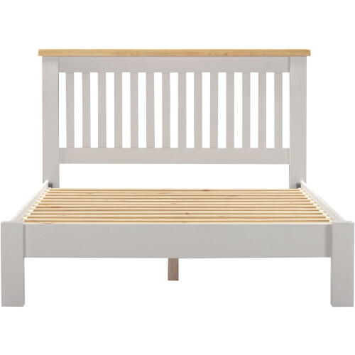 Seconique Windsor 4'6" Low End Bed - Pebble Grey/Oak 2